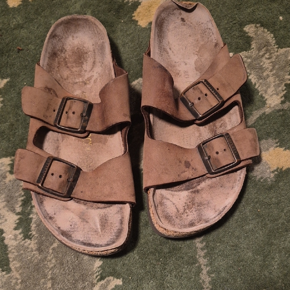 Birkenstock Men's Brown Suede Two-Strap Sandals